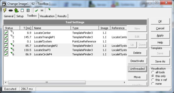 The threaded toolbox with three template finders running in parallel