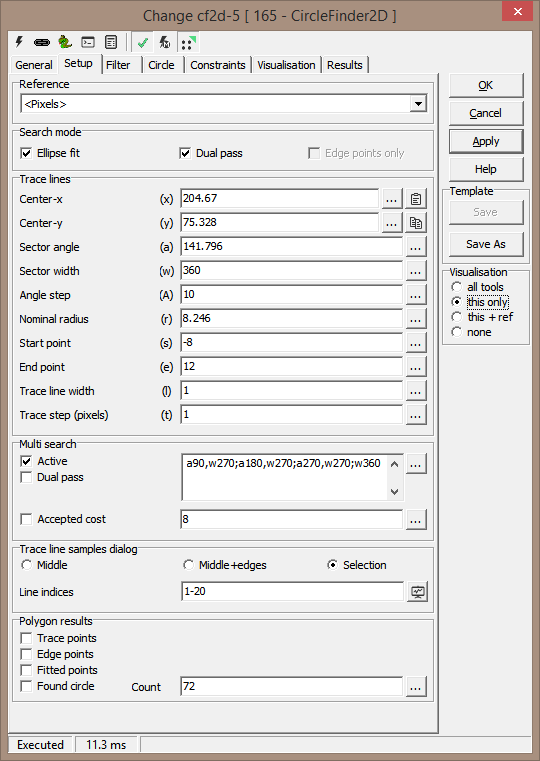 CircleFinder2D main setup page